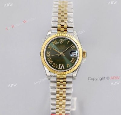 1:1 Two Tone Rolex Green Dial Datejust 31mm Swiss Replica Watches 